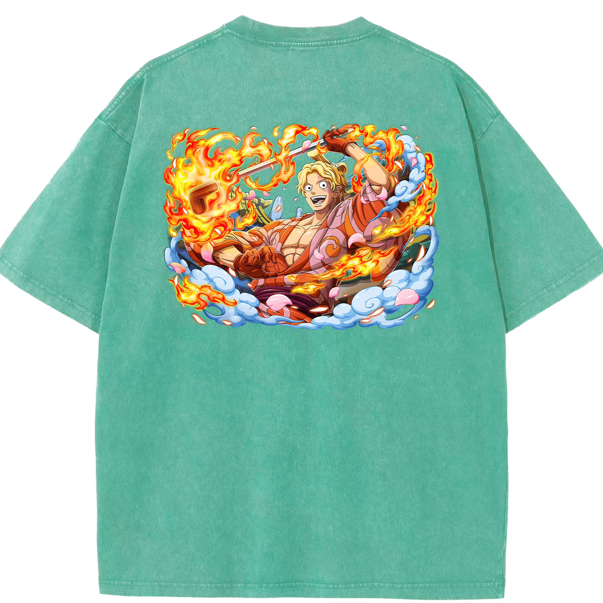 ワンピース サンジ ONE PIECE Sanji 綿100% ヴィンテージ風 半袖Tシャツ（背面プリント）